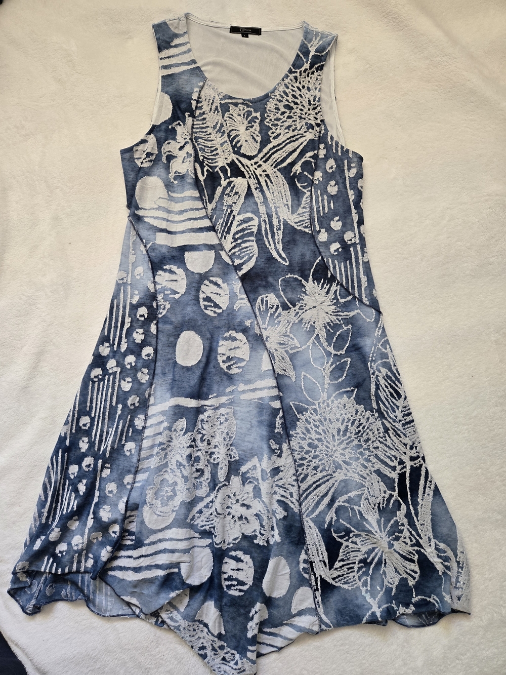Cativa Navy Blue and White Floral Tank Dress
